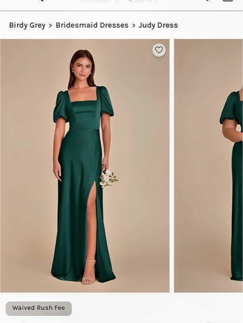 Birdy Grey Judy Dress Satin Maxi Dress in Emerald Green Like New
